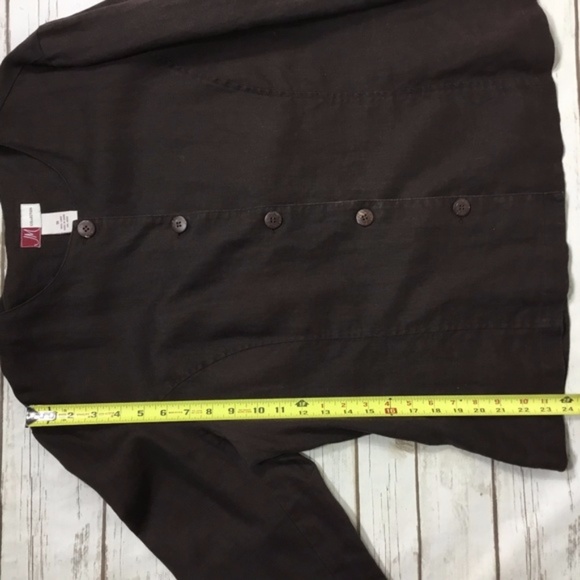 JM Collection Dark Brown Linen Jacket Plus Size 18 - Picture 7 of 8